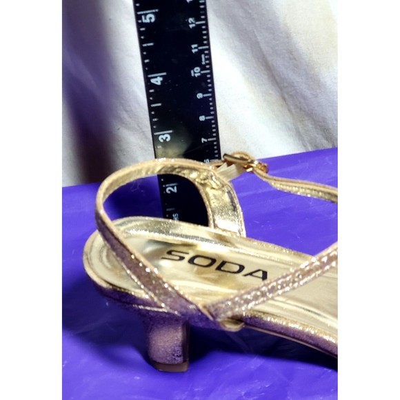 Soda 3 Children's Girl's Open Toe Slingback Block High Heel Sandals Flawed - Picture 11 of 12